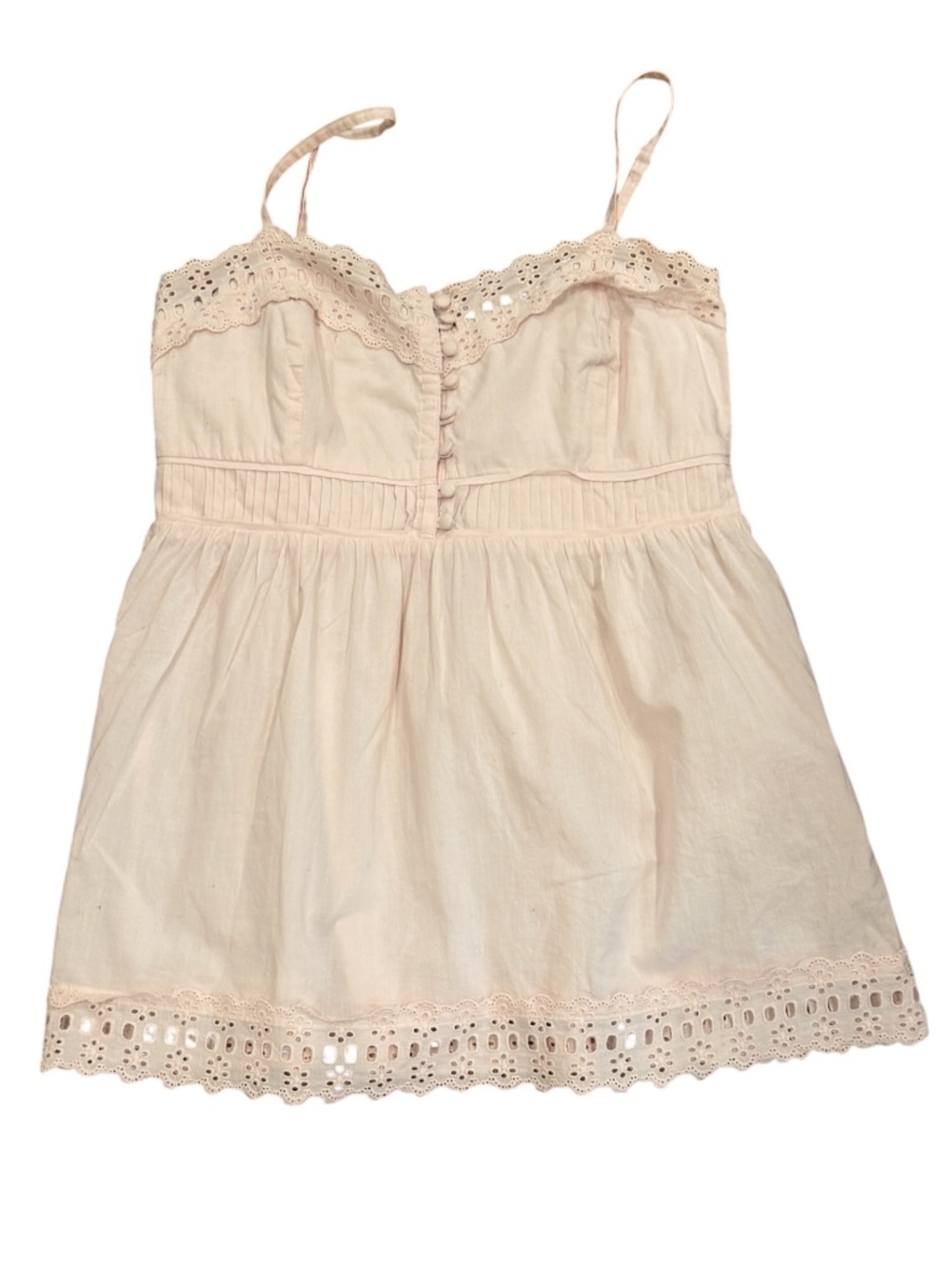Pristine J Crew blush pink eyelet babydoll cami top 6